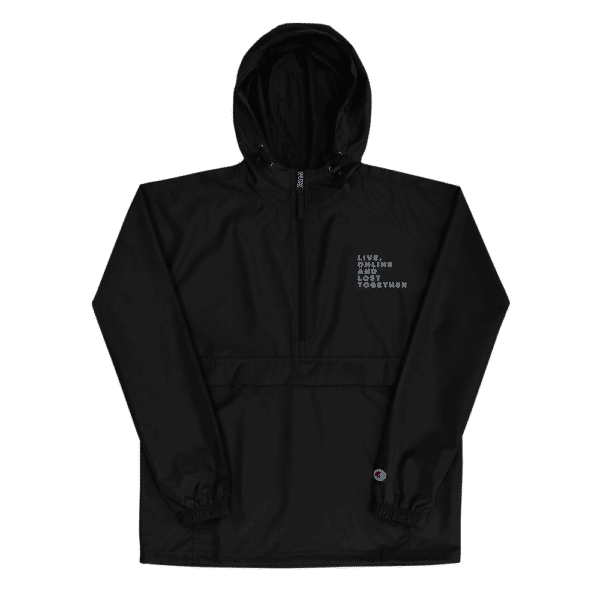 Embroidered Champion Packable Jacket Black Front 60c1816e7c95a